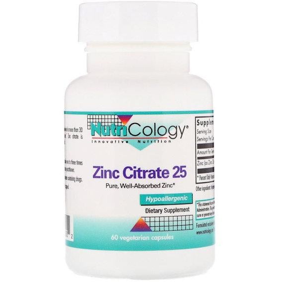 Мікроелемент Цинк Nutricology Zinc Citrate 25 60 veg caps (000003458)