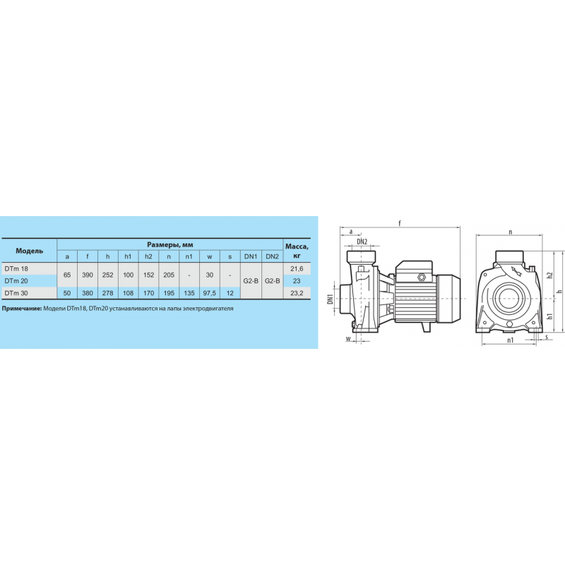 Насос відцентровий поверхневий Насосы плюс Оборудование DTm 30 - фото 4