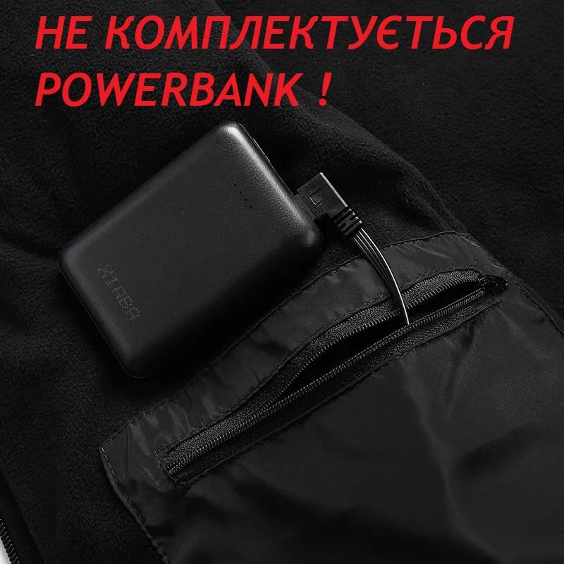 Жилет із підігрівом від USB 9 зон обігріву XL Чорний - фото 5