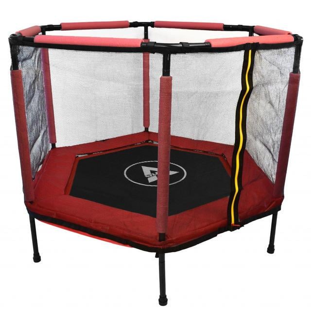 Батут Atleto шестиугольный с сеткой 140 см Красный (21000114)