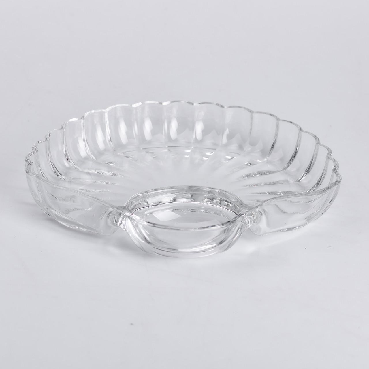 Блюдо для закусок фігурне із соусником 21х19х3 см Прозорий (HP-YH-58) - фото 5