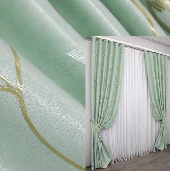 Штори в вітальню/спальню блекаут 1,5х2,7 м 2 шт. Блакитно-оливковий (1159ш) - фото 5 Штори в вітальню/спальню блекаут 1,5х2,7 м 2 шт. Блакитно-оливковий (1159ш) - фото 5