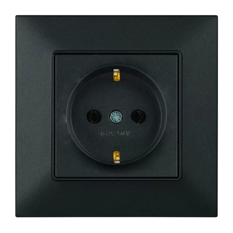 Розетка Panasonic Arkedia Slim одинарная с заземлением Черный (23830957)