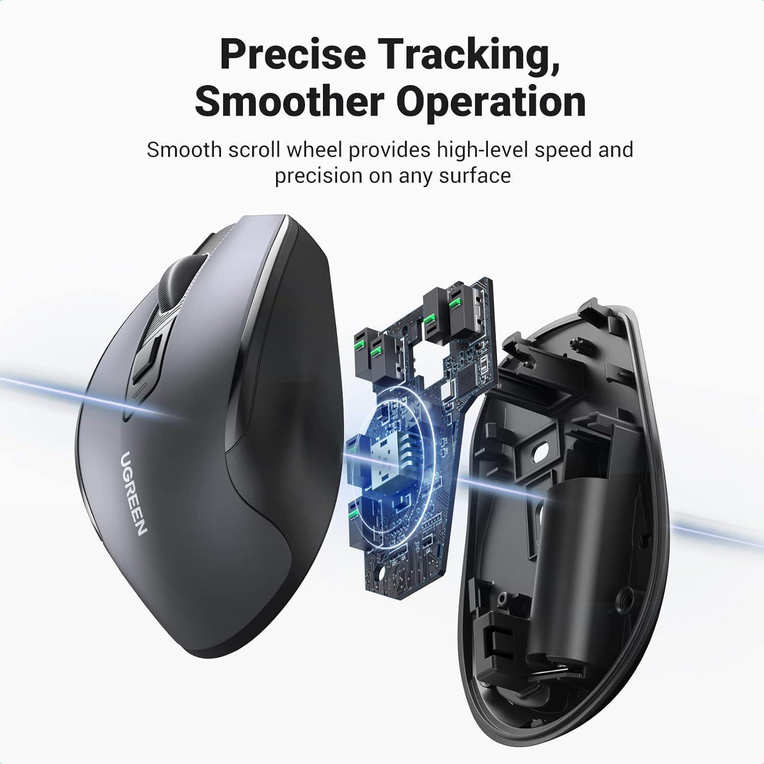 Мишка бездротова UGREEN 4000 DPI 6 Кнопок 2.4G з USB-приймачем Чорний (90545) - фото 9
