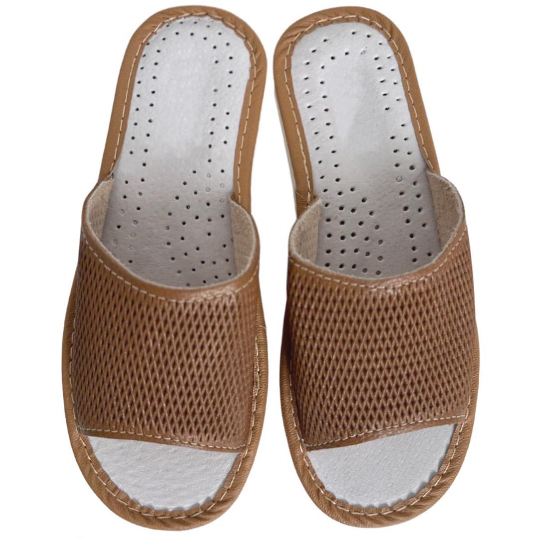 Домашние тапочки из натуральной кожи р. 36 Светло-коричневый (2632477332)