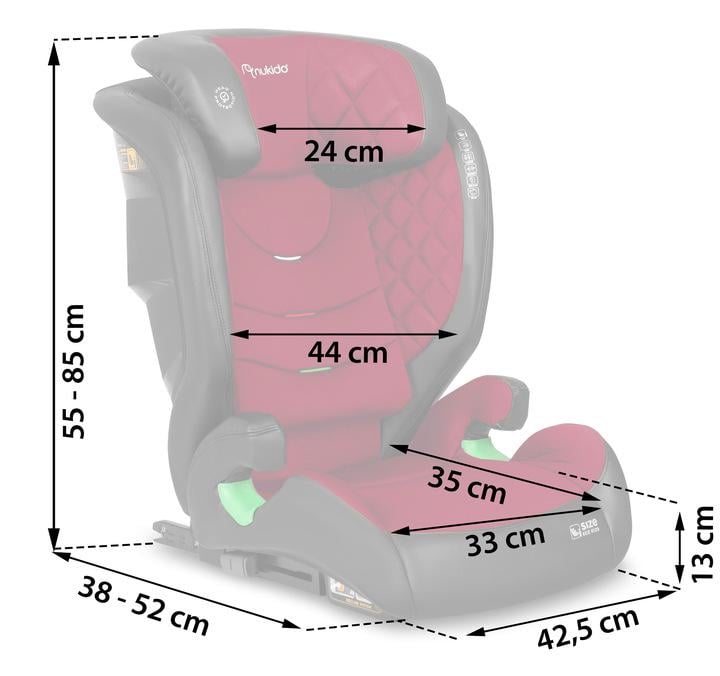 Автокрісло дитяче Nukido Louis Isofix 15-36 кг Чорно-червоний (710012) - фото 10