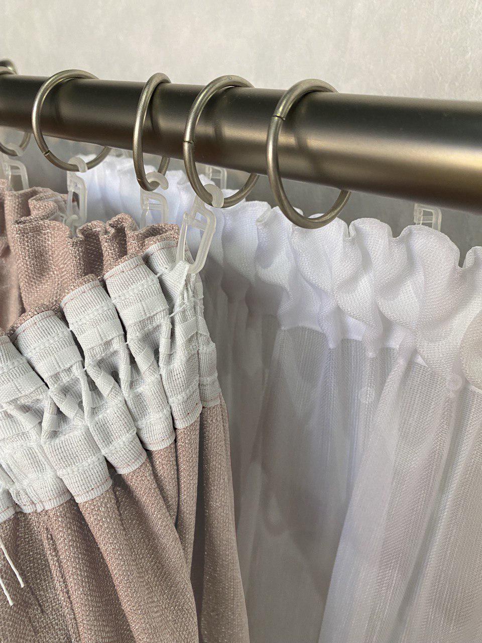 Комплект штор Льон-Рогожка 2 шт. 250x280 см Тепло-Бежевий - фото 2