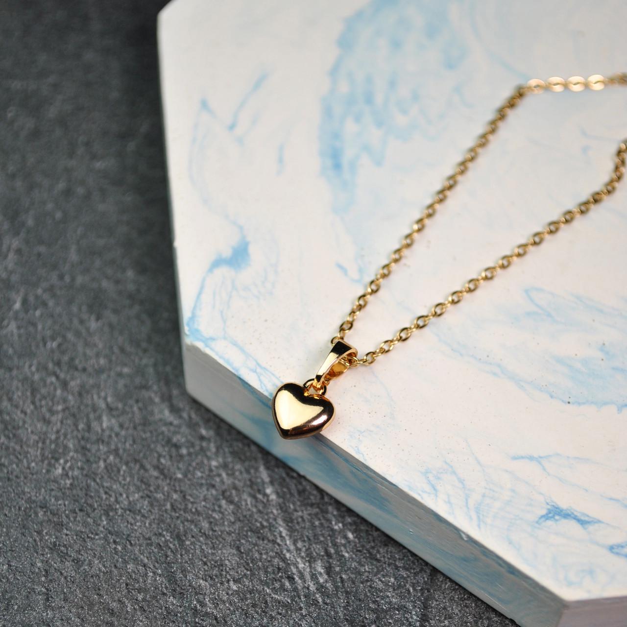 Кулон сердце на цепочке медицинская сталь позолота (x234-2)