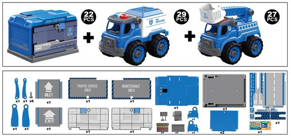 Конструктор Diy Spatial Creativity Н-р муз.Поліц-а машина і кран LM9028-2A (CJ-1614195)