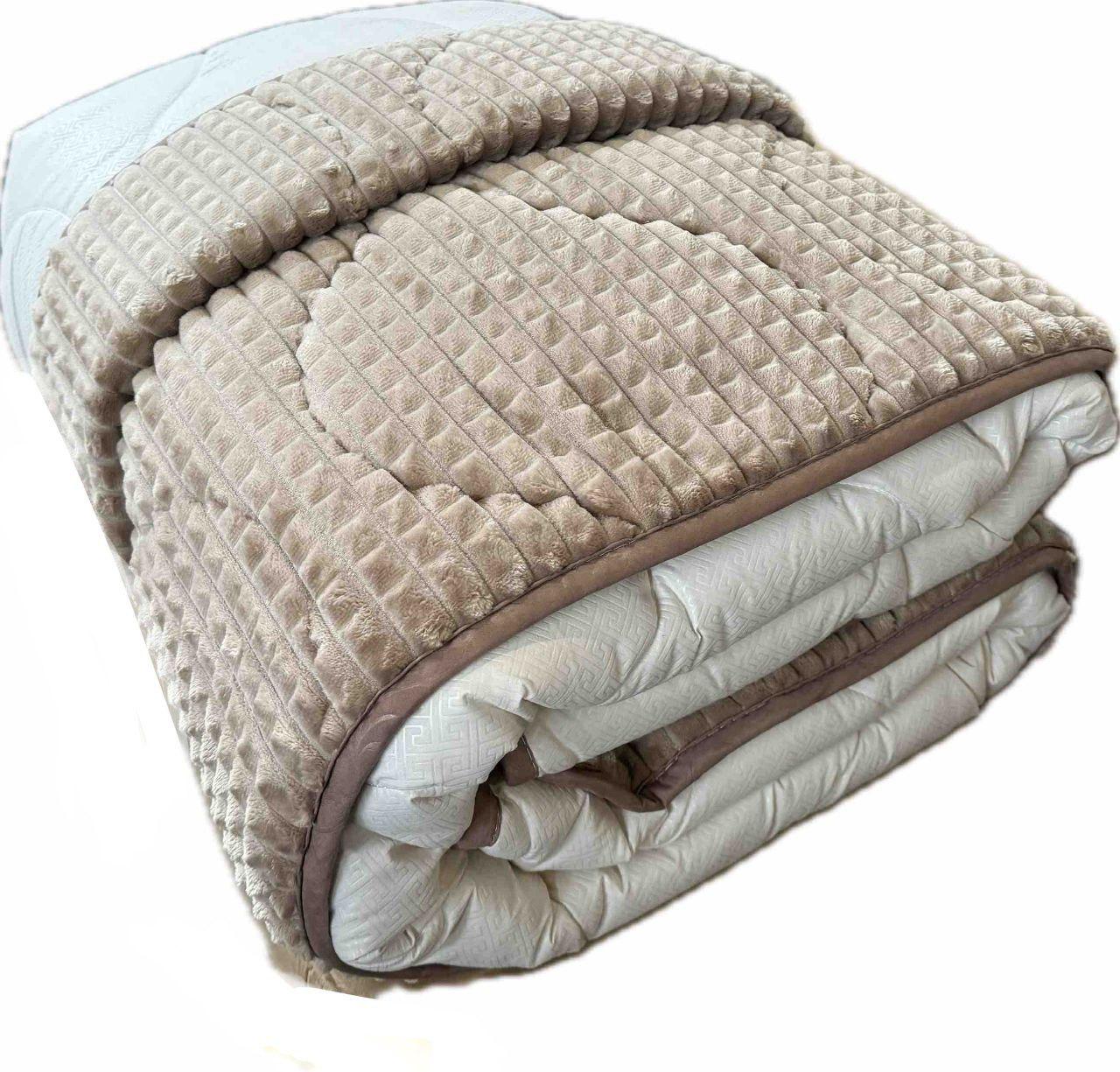 Ковдра-покривало зимова Casablanket 2в1 двостороння велюр-котон євро 220х240 см Кавовий (К-Пкофе)