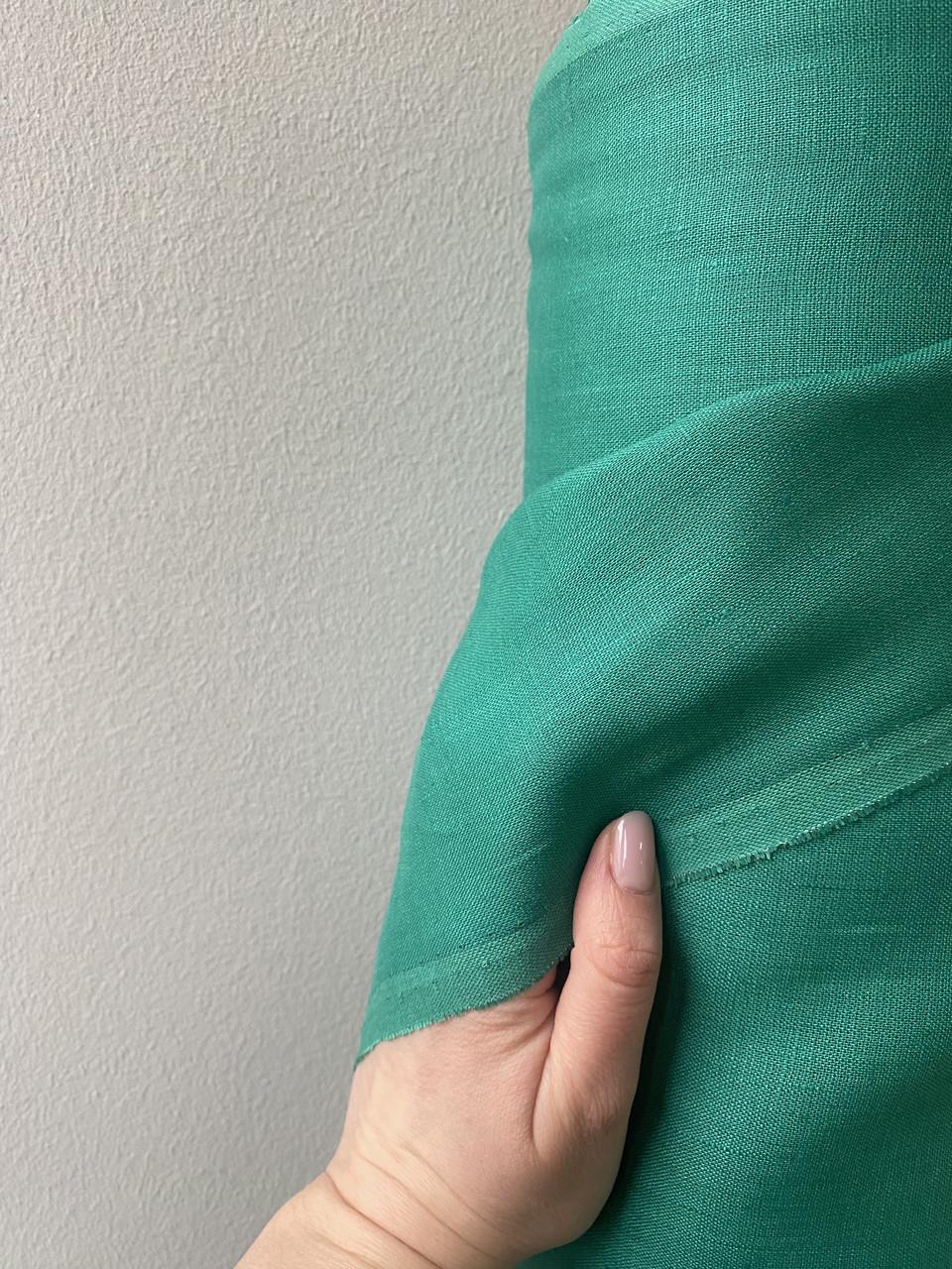 Ткань рубашечно-платьевая LINEN PLUS 100% лен 143 см 1788 Зеленый - фото 3 Ткань рубашечно-платьевая LINEN PLUS 100% лен 143 см 1788 Зеленый - фото 3
