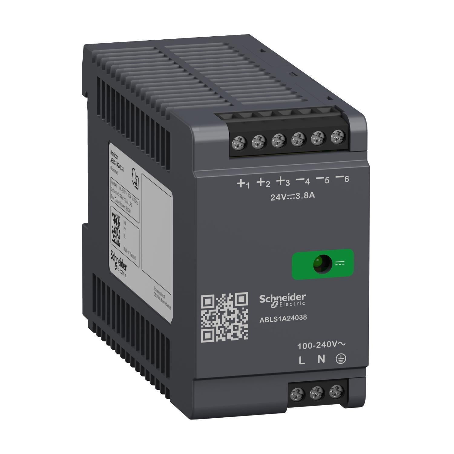 Блок питания на DIN-рейке Schneider Electric Modicon Power Supply 91,2 Вт 1Ф 3,8A 24 В оптимизирован (ABLS1A24038)