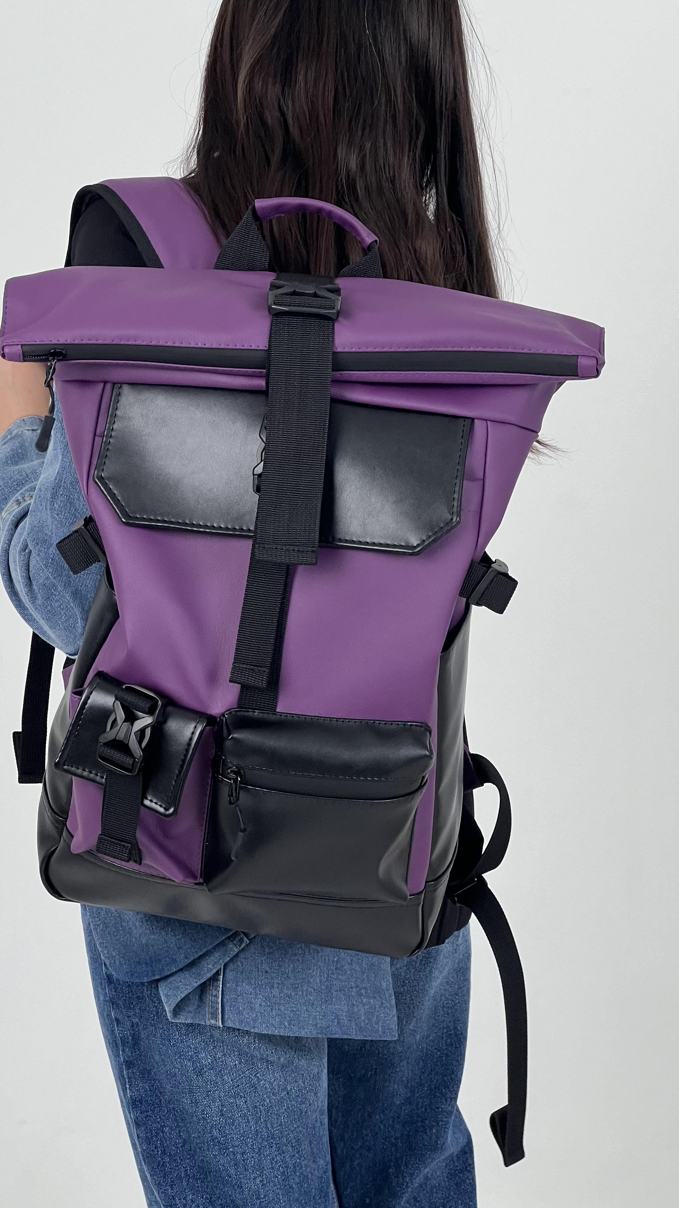 Рюкзак Tobeyou Rolltop для ноутбука из экокожи 25 л Фиолетовый (418448292)