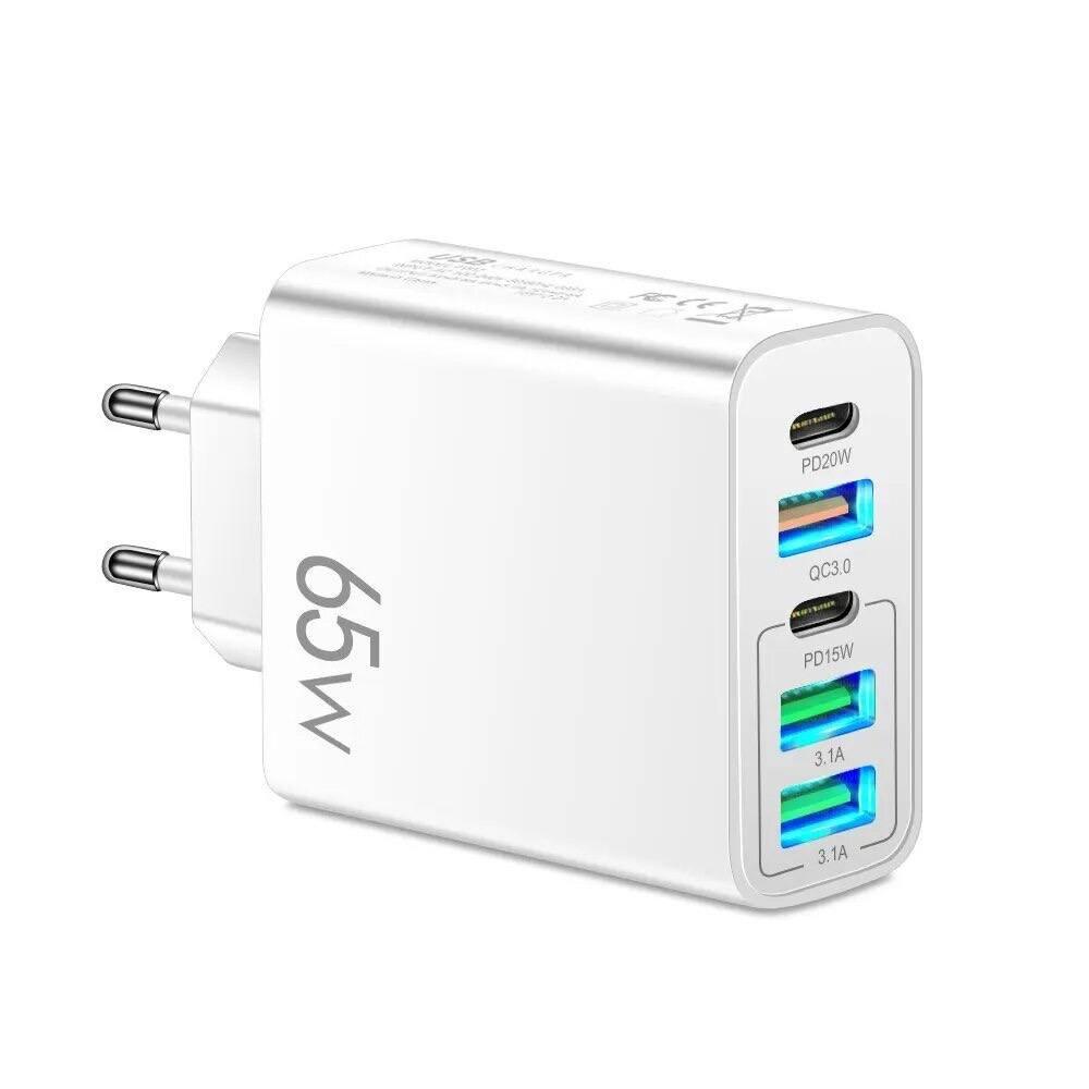 Зарядное устройство USB Type-C с 5 портами 65W Белый (76699088) - фото 3