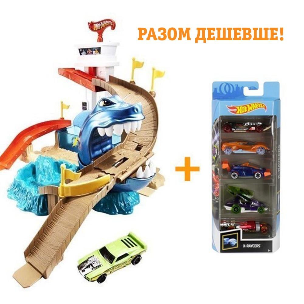 Комплект Hot Wheels Трек Охота на акулу BGK04 с подарочным набором автомобилей (1806) Комплект Hot Wheels Трек Охота на акулу BGK04 с подарочным набором автомобилей (1806)