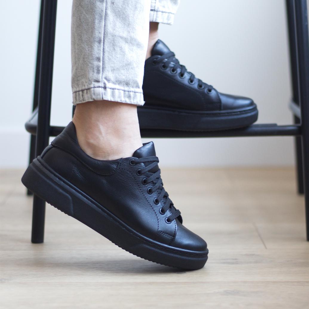 Кеды женские Zlett из натуральной кожи р. 36 Черный (3520)