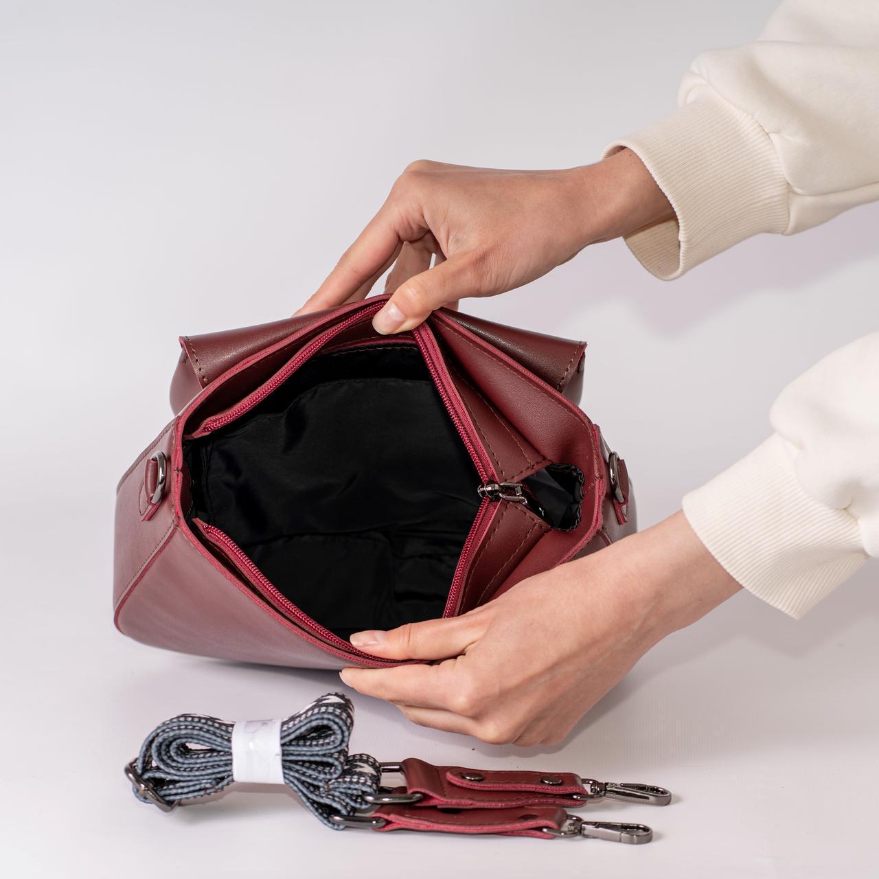 Сумка женская кросс-боди XENIA № 41-24 из эко-кожи Бордовый - фото 2 Сумка женская кросс-боди XENIA № 41-24 из эко-кожи Бордовый - фото 2