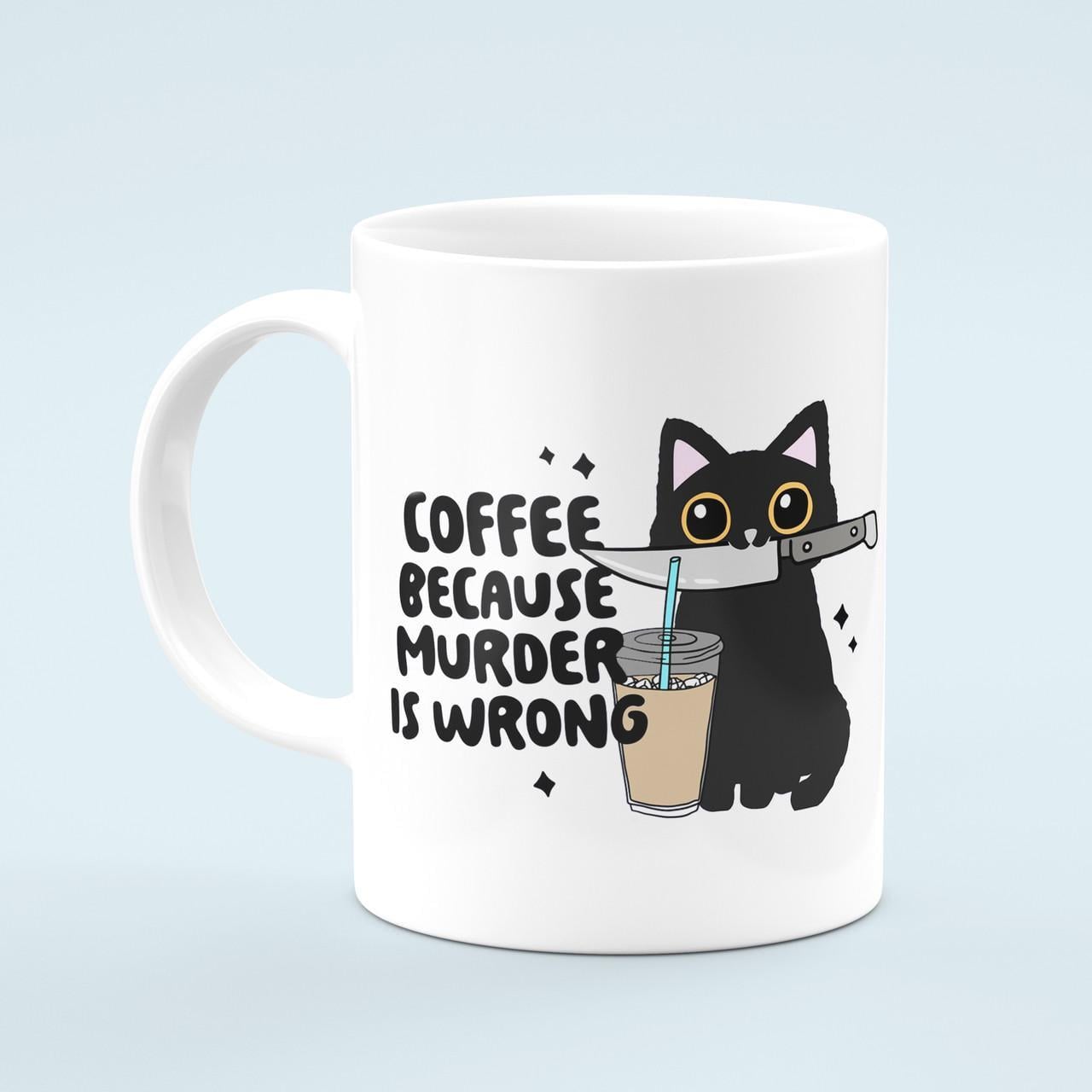 Чашка с котом и кофе Coffee Because Murder is Wrong 330 мл Белый