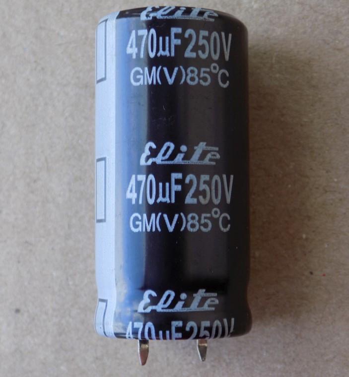 Конденсатор электролитический 470uF 250V 85C 470 мкФ 250В 85 град/470x250x85 град Elite жесткие выводы (17718)