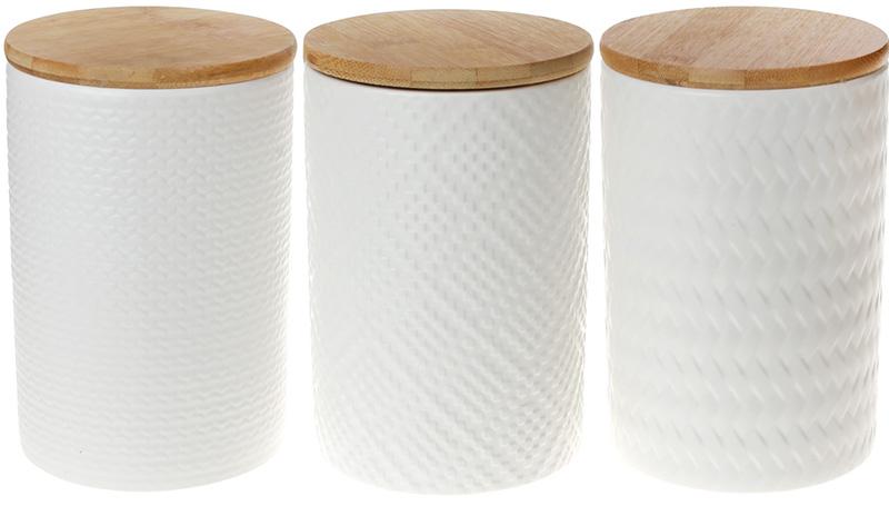 Набор керамических банк Modern White Style 800 мл с бамбуковыми крышками 3 шт. (BD-304-932)