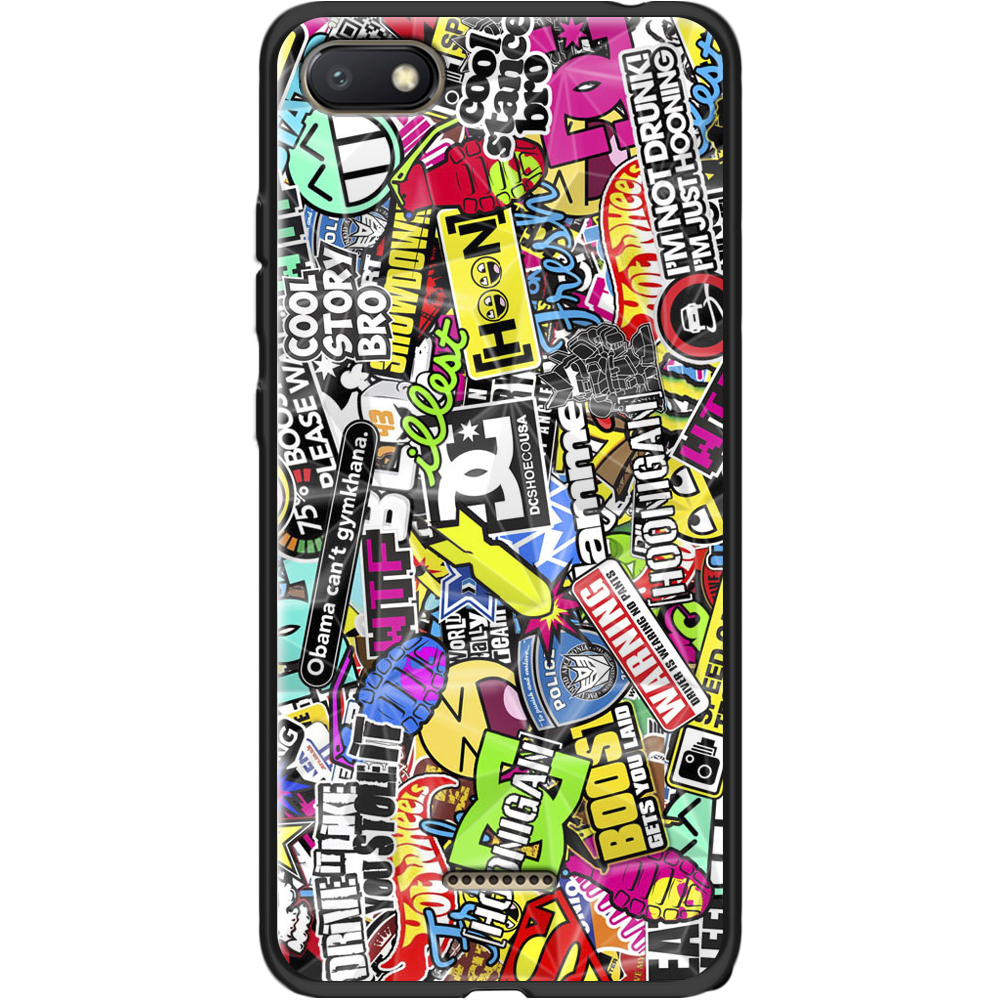Чехол Boxface Xiaomi Redmi 6A Multicolored Inscriptions Черный силикон с призмой (34811-up880-37868)