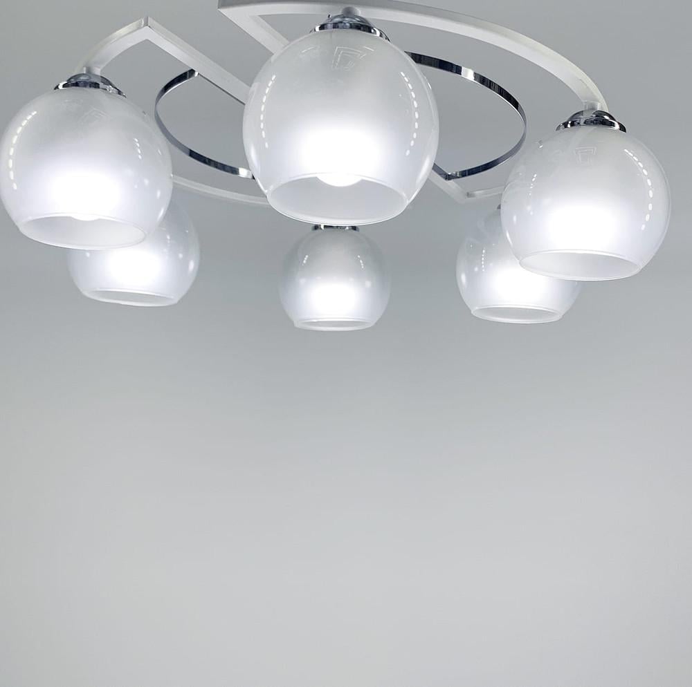 Люстра стельова на 6 плафонів Ø 58 см Білосніжний (51795/6 CH+WT+WT) - фото 6 Люстра стельова на 6 плафонів Ø 58 см Білосніжний (51795/6 CH+WT+WT) - фото 6