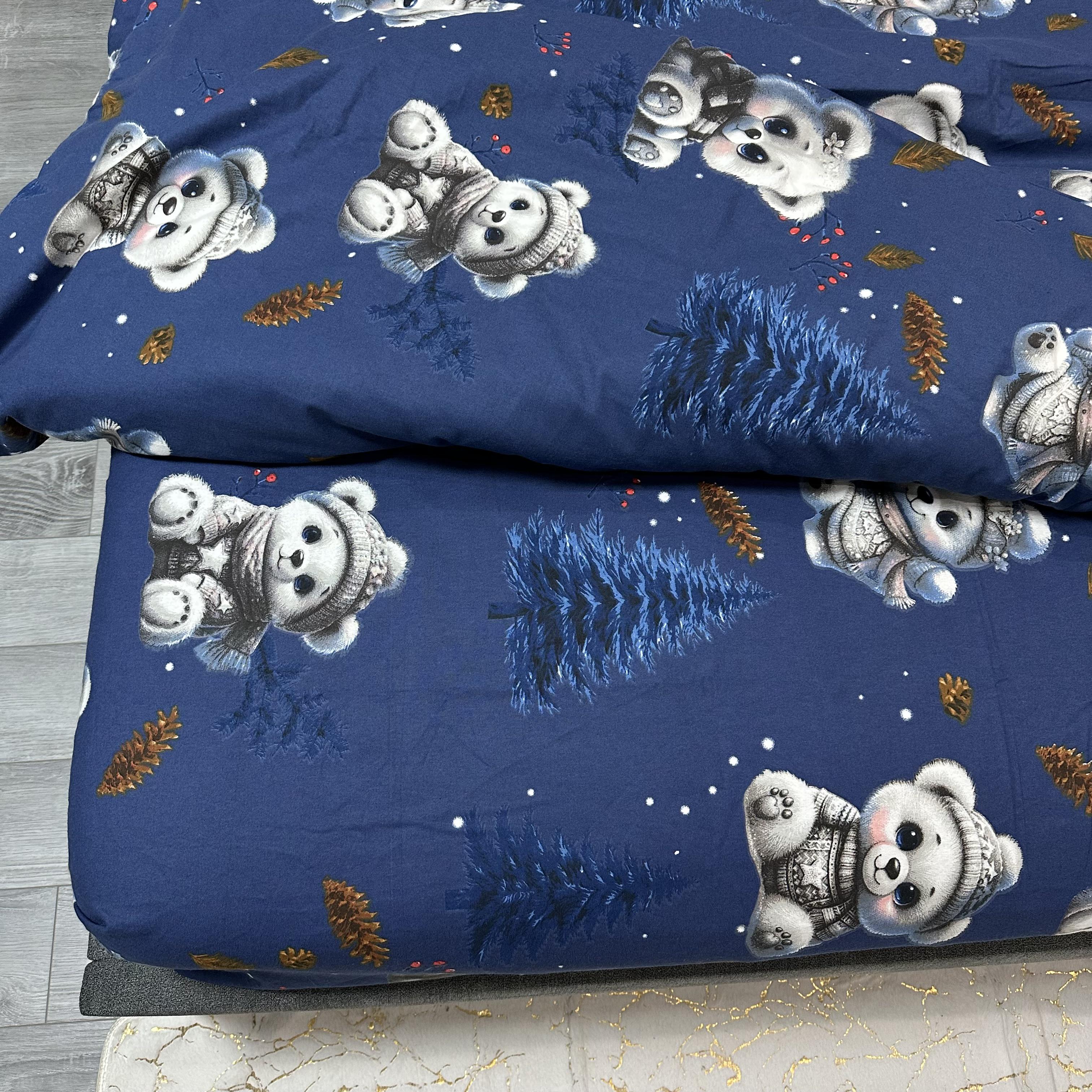 Комплект постільної білизни байкова Зимовий євро Синій (байка 3-3) - фото 2 Комплект постільної білизни байкова Зимовий євро Синій (байка 3-3) - фото 2