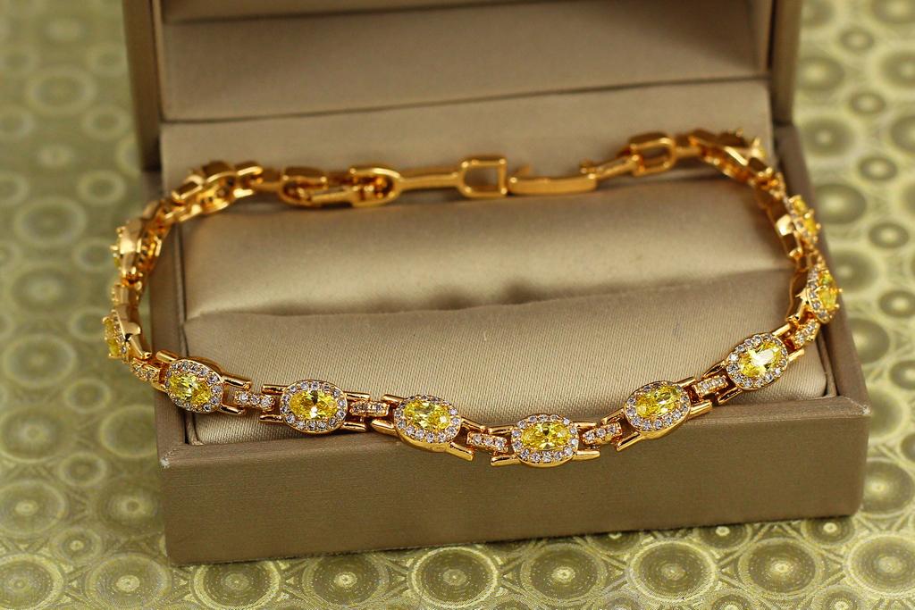 Браслет Xuping Jewelry Мозаика с желтыми камнями 17 см 6 мм Золотистый (34118239)
