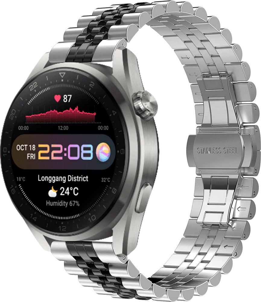Браслет металлический Stech Line для Huawei Watch 3 Pro Silver Black (29146-69)