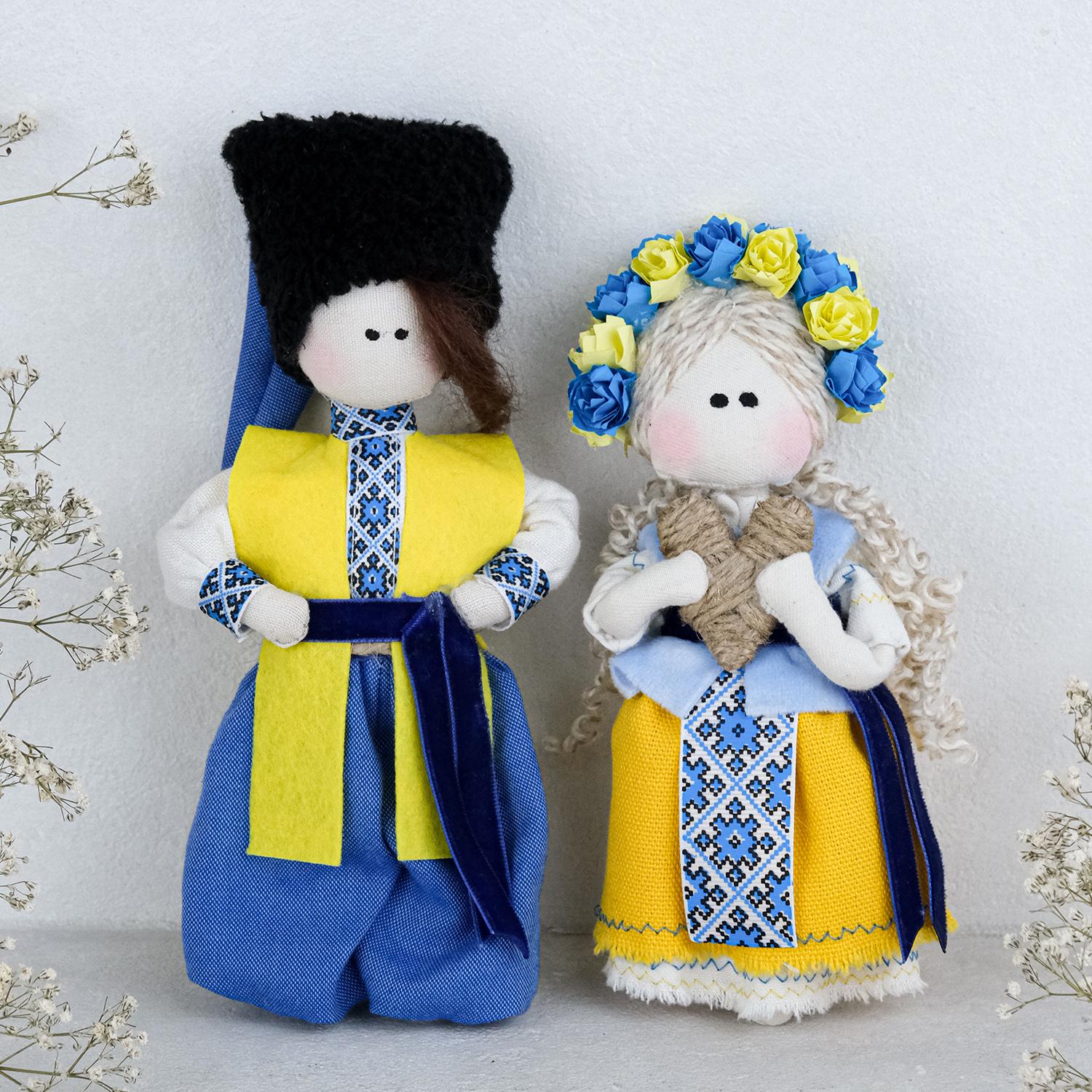 Куклы Гранд Презент 020 КЖ-1 Казак и Казачка пара 20 см Желто-голубой (24535)
