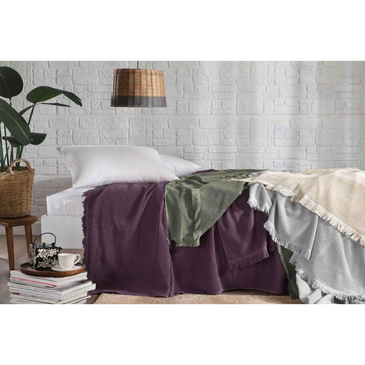 Простынь махровая Tivolyo Home Natural Slim murdum 220x240 см (2000022280176) - фото 3