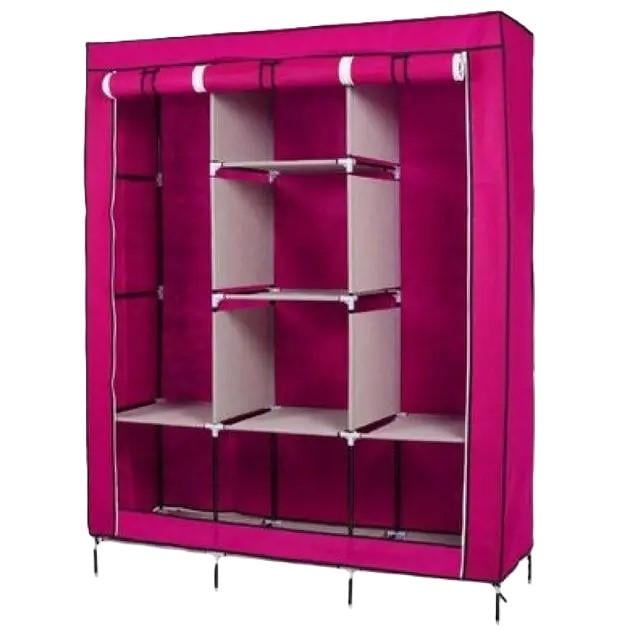 Тканный шкаф раскладной RIAS 88130 Storage Wardrobe 175х130х45 см Pink (3_07269)