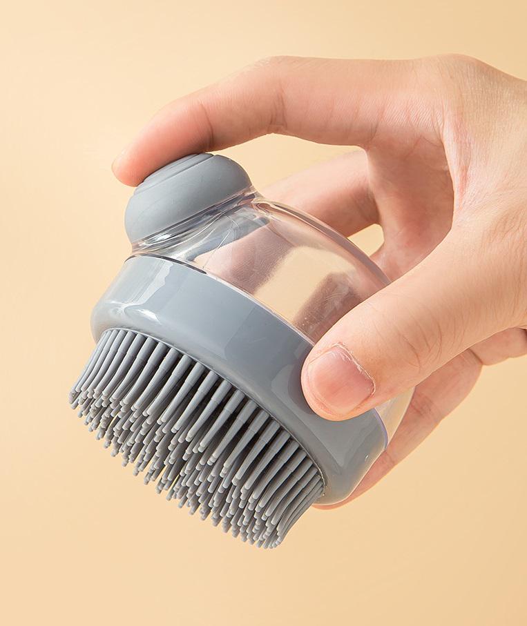 Щітка масажна для миття голови з дозатором 14755 7х8,5 см Сірий (4993576) - фото 3