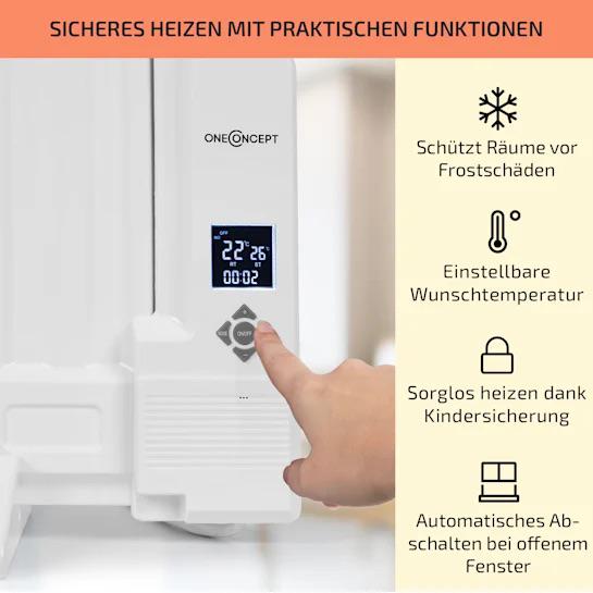 Обігрівач масляний OneConcept Wallander Ölradiator 800 Вт Білий - фото 2