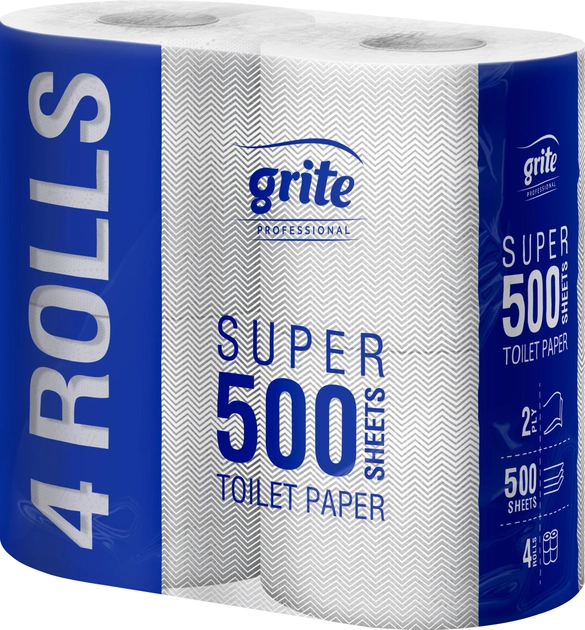 Туалетний папір GRITE Super Mini 500 100% cel 96х110 мм 500 листів 55 м 2 шари 4 рулони (3TGSUM1204_2016)