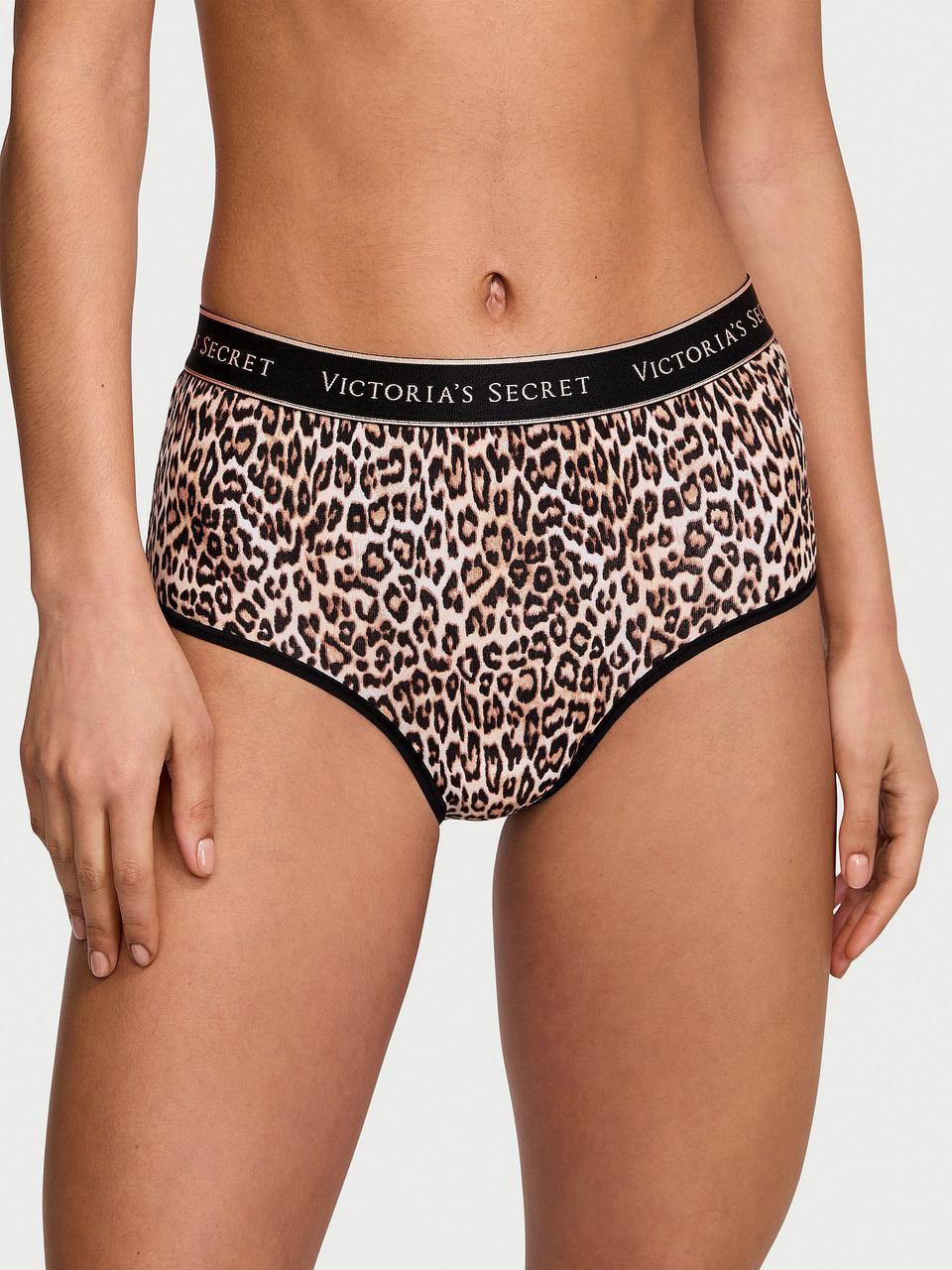 Трусики жіночі Victoria's Secret Logo Cotton Brief принт Леопардовий L Чорний (2638710100)