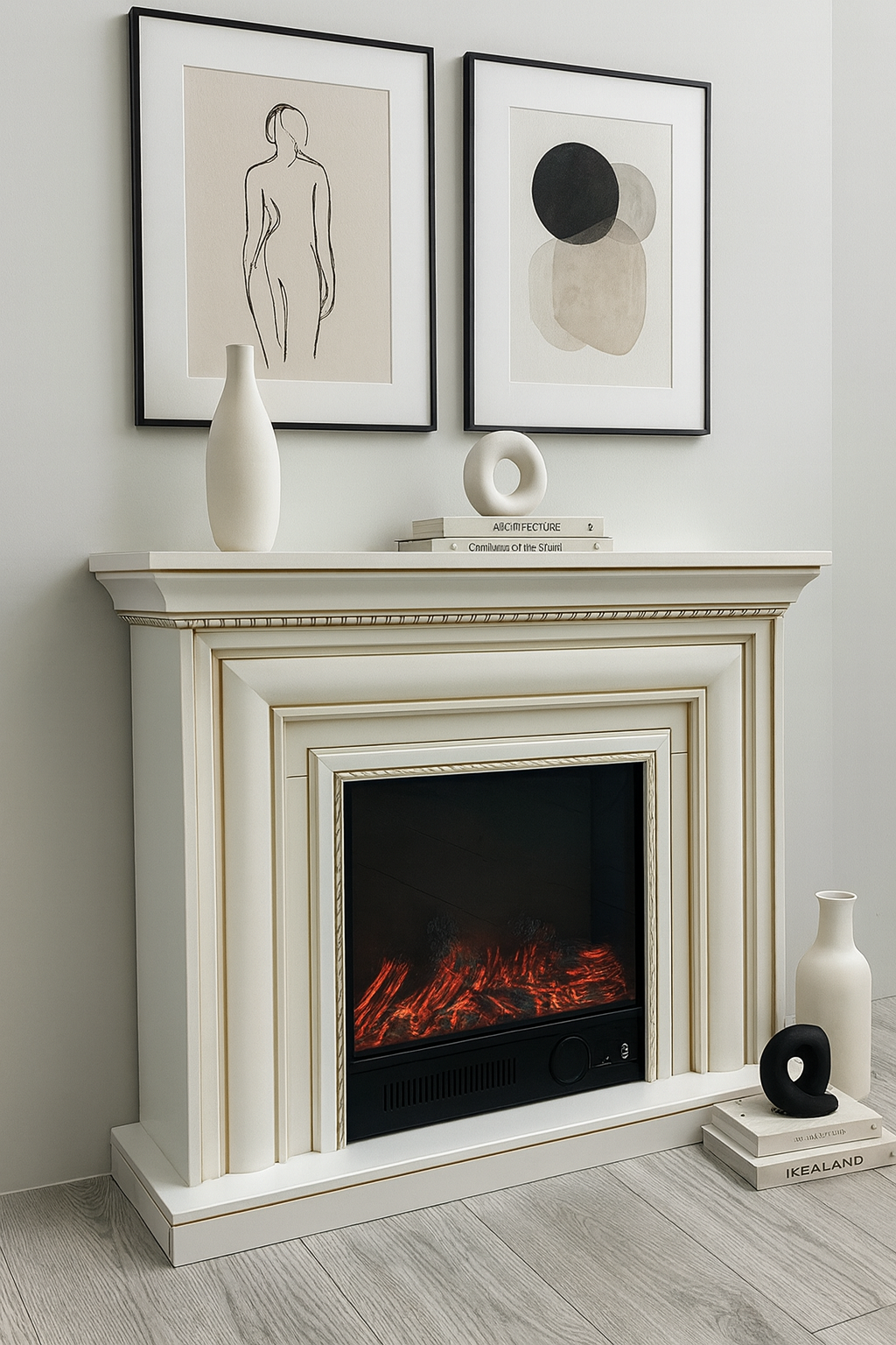 Камін електричний Elizabet Gold Bluetooth звук потріскування дров 1500 Вт (10080126)