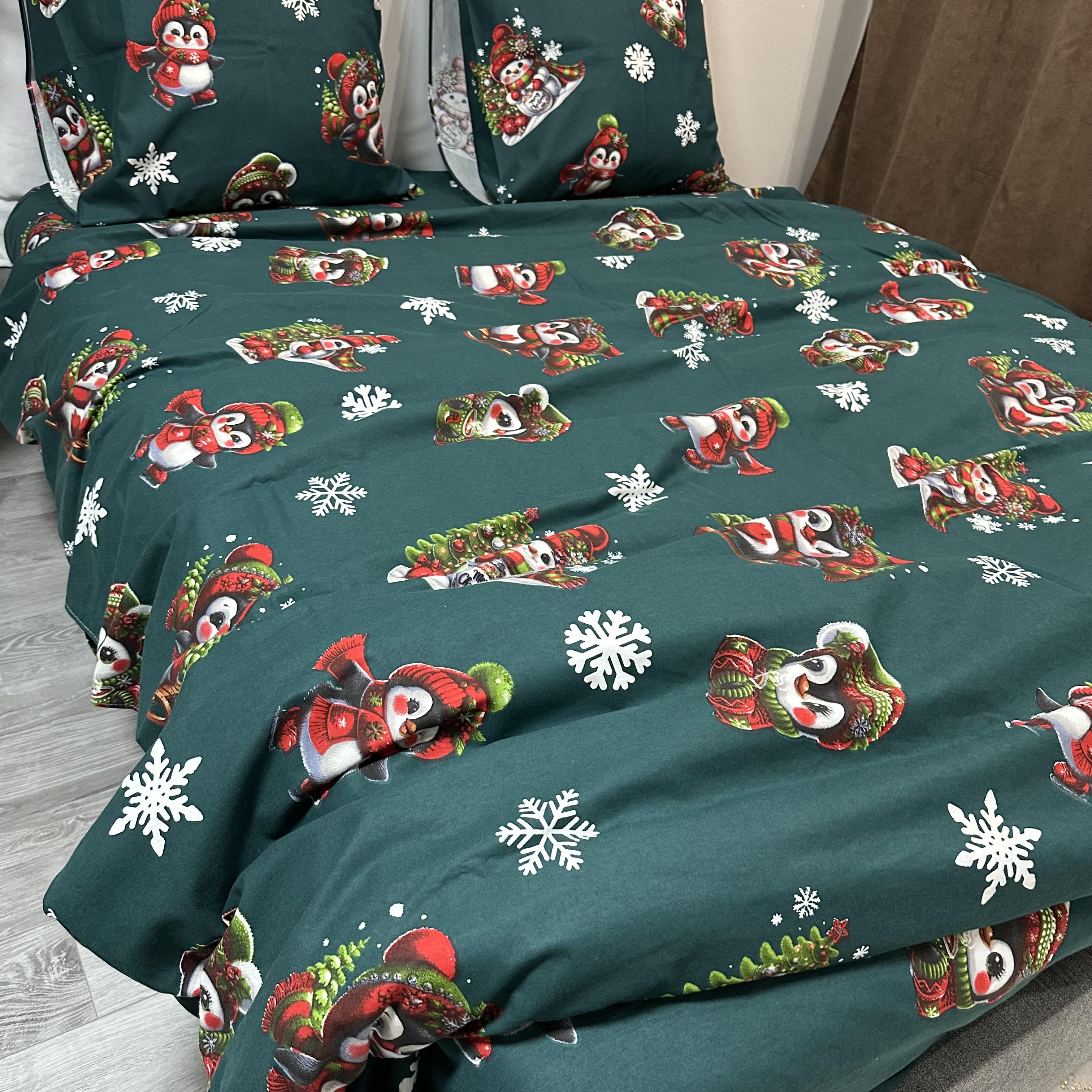 Комплект постільної білизни байкова Зимовий євро Зелений (байка 8-3) - фото 8