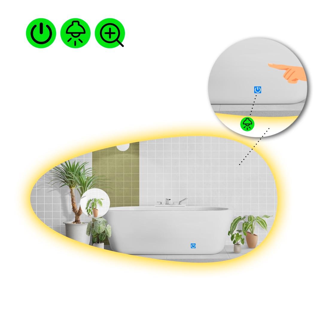 Дзеркало з LED підсвіткою Occhio 2 120x60 см і (8738217)