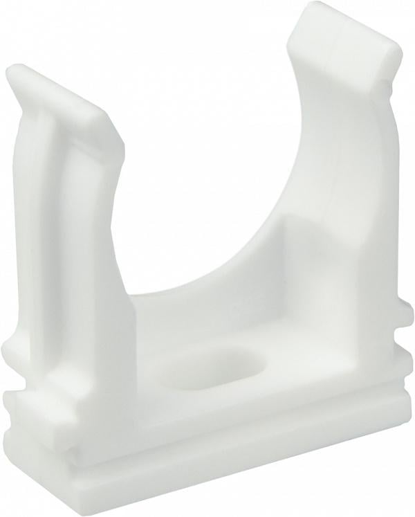 Держатель-клипса с фиксатором АСКО-УКРЕМ ⌀25 мм под дюбель полипропилен 25 шт. Белый (6673)