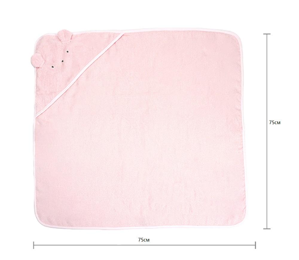 Полотенце уголок детское Sunnozy с капюшоном набор 75х75 см 2 шт. Розовый - фото 4