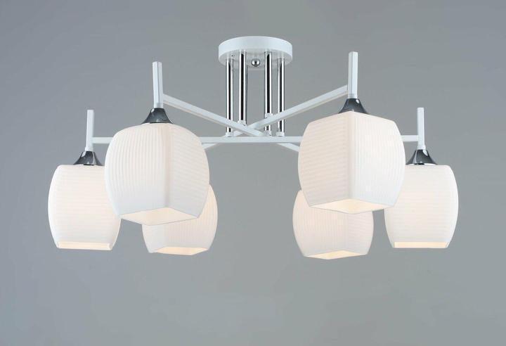 Люстра стельова Sirius B N5457/6 WT+CH на шість матових плафонів під лампу Е27 IP20 60W Білий/Хром (00000139951)