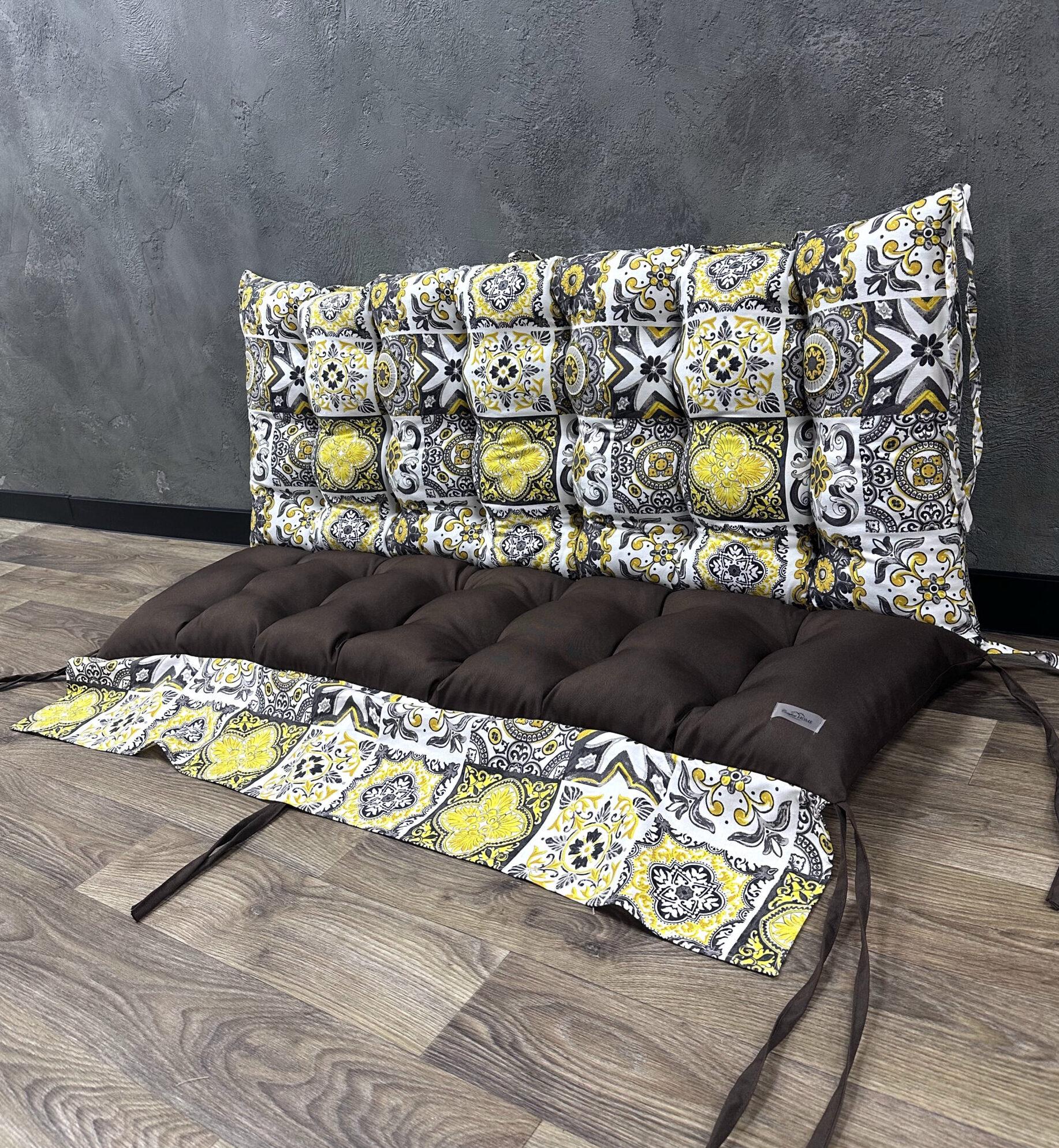 Подушка Comfort Home Abstraction на піддони/гойдалки/каркаси/садові меблі комбінована з рюшею 100х50х50 см