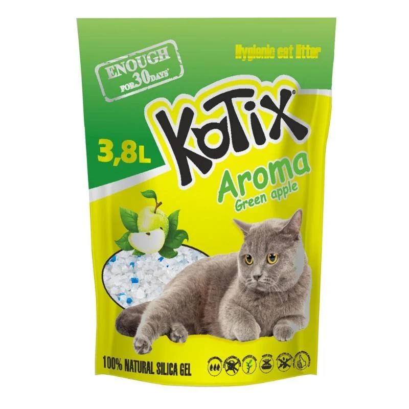 Наповнювач для лотків силікагелевий Kotix Green Apple 8 шт. х 3,8 л (2845230612)