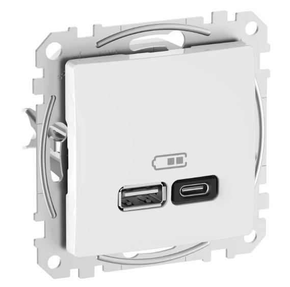 Розетка Schneider Design Sedna Electric USB тип A+C 3A Белый (28446635)