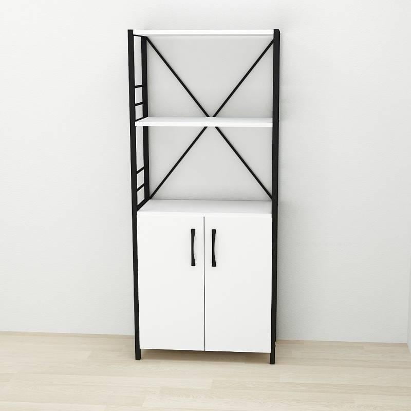 Этажерка Ferrum-decor Конект 3/60 ДСП с тумбой 144x60x28 см Черный/Белый (FRD-104442)