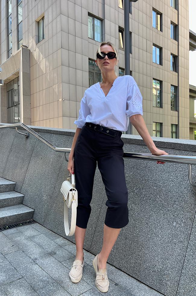 Брюки Lipar 0988/1 укороченные с фигурными разрезами р. 48 Черный (16906842)