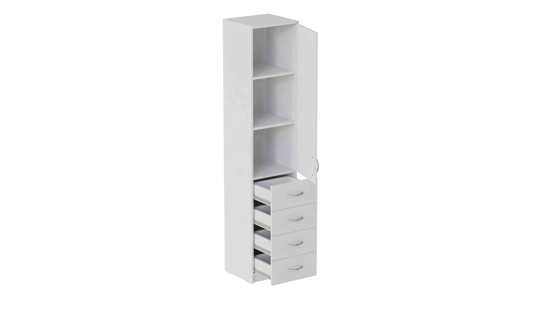 Пенал Ferrum-decor Анжело на 3 полки с дверью и 4 ящиками ДСП 16 мм 1900x400x380 мм Белый (FRD-104930)