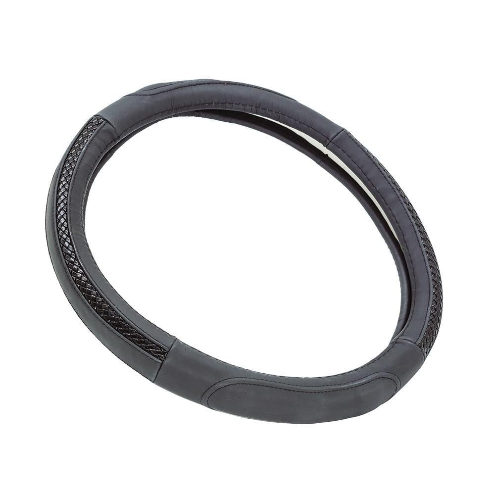 Чохол на кермо шкіряний Elegant Plus з масажером та косичкою S Чорний (EL 105605)