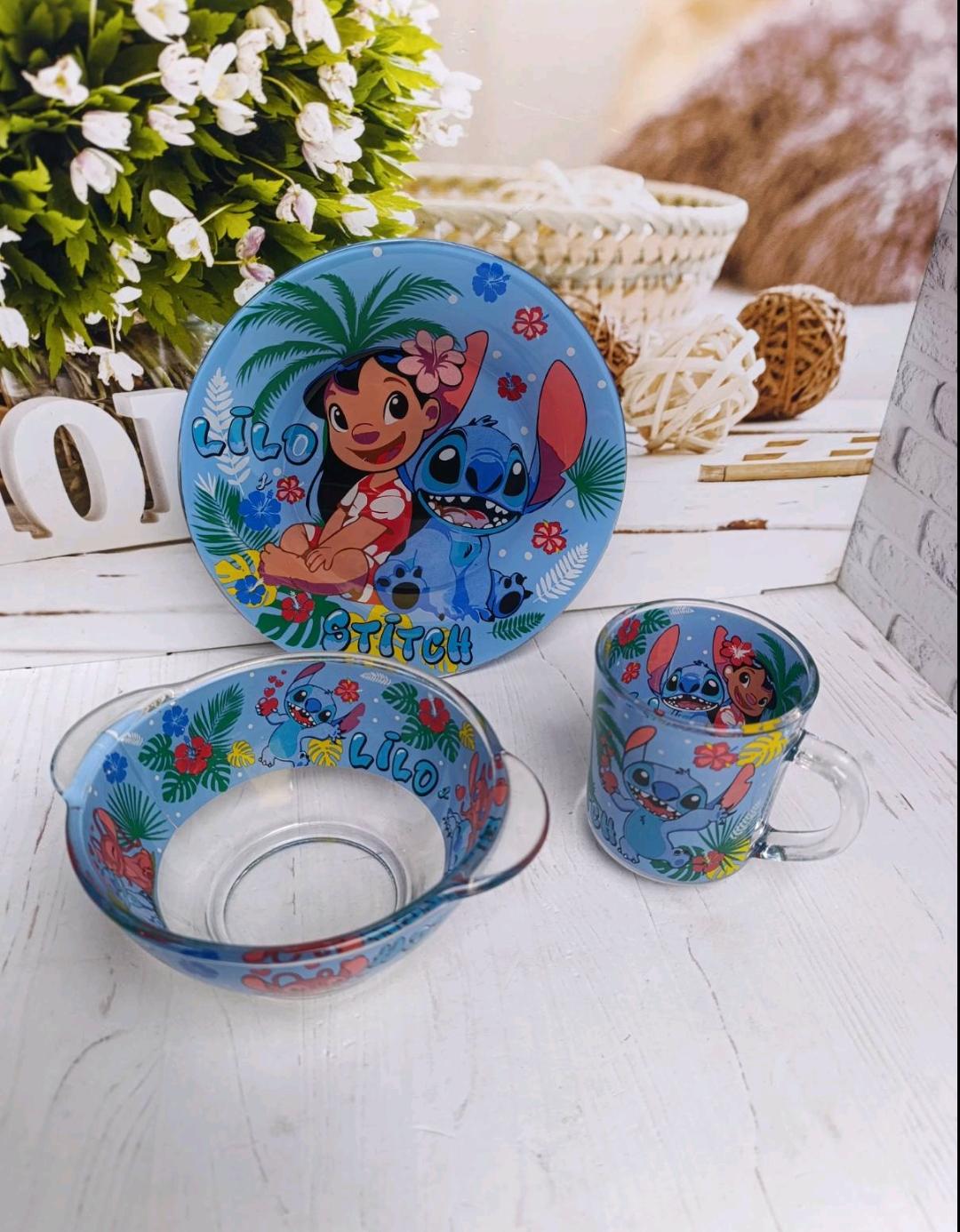 Детский набор столовой посуды Metr+ Лило и Стич стеклянный 3 пред. (LIL1)